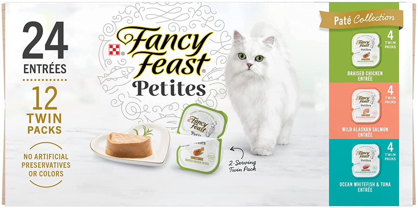 Purina  Gourmet Wet Cat Food Variety Pack, Petites Pâté Collection, Break-Apart Tubs, 12-Pack of 2.8 Oz. Tubs, 24 Servings