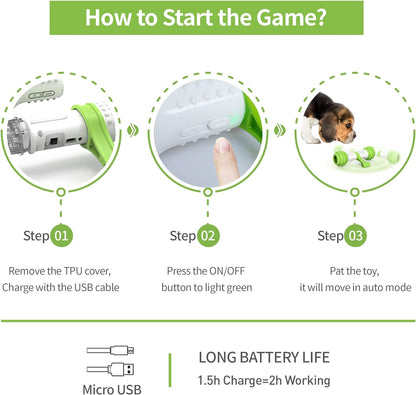 Interactive Dog Toys, Automatic Toys for Dogs, Electronic Dog Bones with Safe & Durable Material, Equipped with Rechargeable Usb（Green