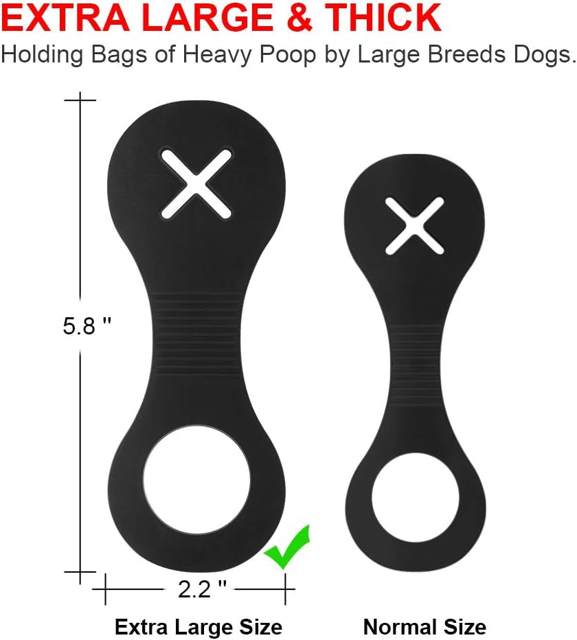 Durable Dog Waste Bag Holder - Leash and Bicycle Attachment, Extra Thick, Black, Set of 2