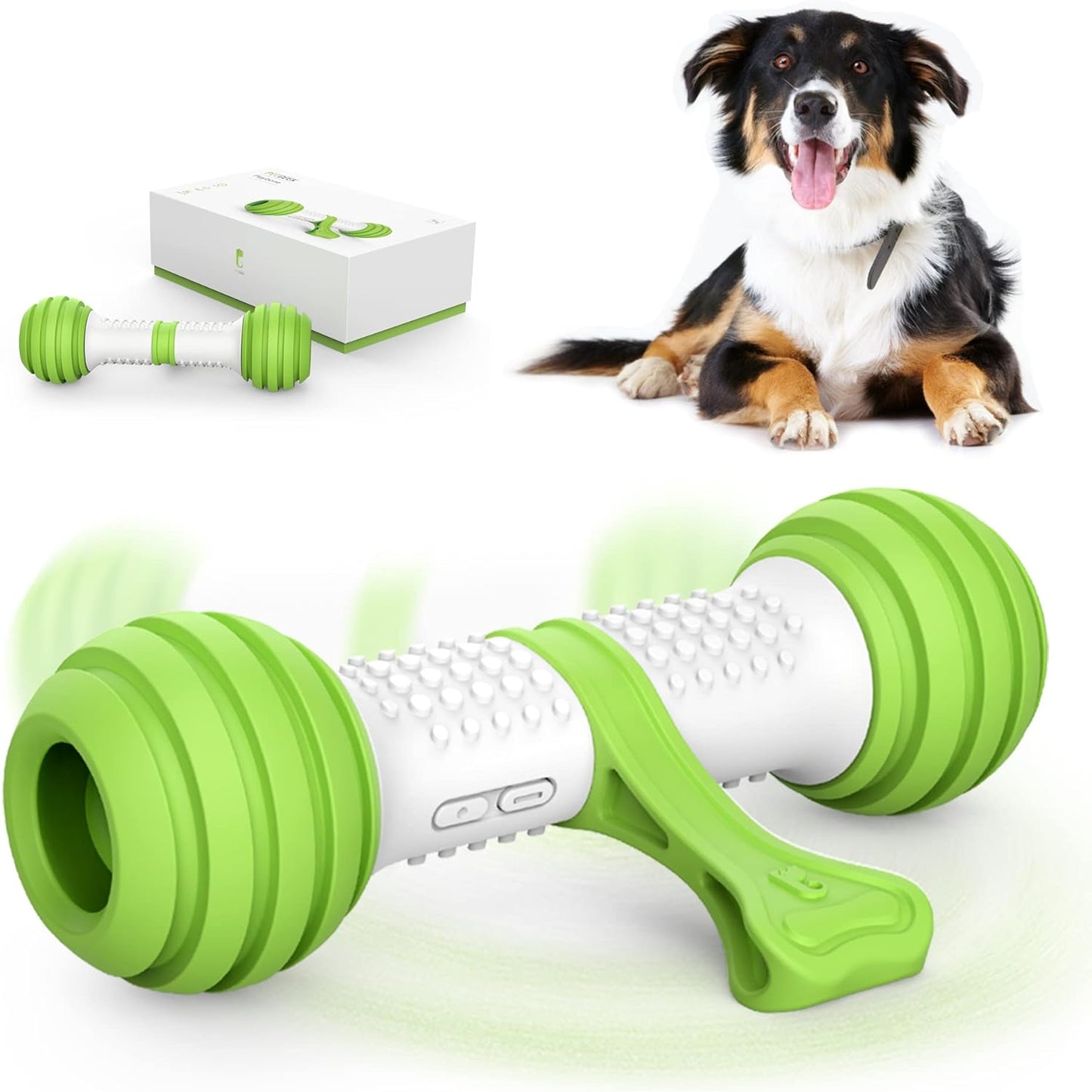 Interactive Dog Toys, Automatic Toys for Dogs, Electronic Dog Bones with Safe & Durable Material, Equipped with Rechargeable Usb（Green