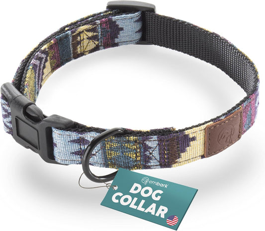 Embark Adventure Dog Collar – Stylish & Durable Nylon Dog Collars for Small Dogs, Comfortable Pet Collar, Small Dog Collars for Male & Female Dogs with Strong Buckles. Adjustable Small Dog Collars