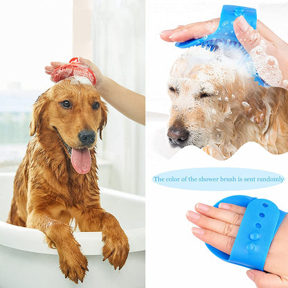 Self Cleaning Slicker Brush, Cat Brush Massage Comb Dog Brush for Shedding, Grooming Brush Removes Loose Matted Fur Undercoat Grooming Tool Set (Blue Slicker Brush+Bath Brush)