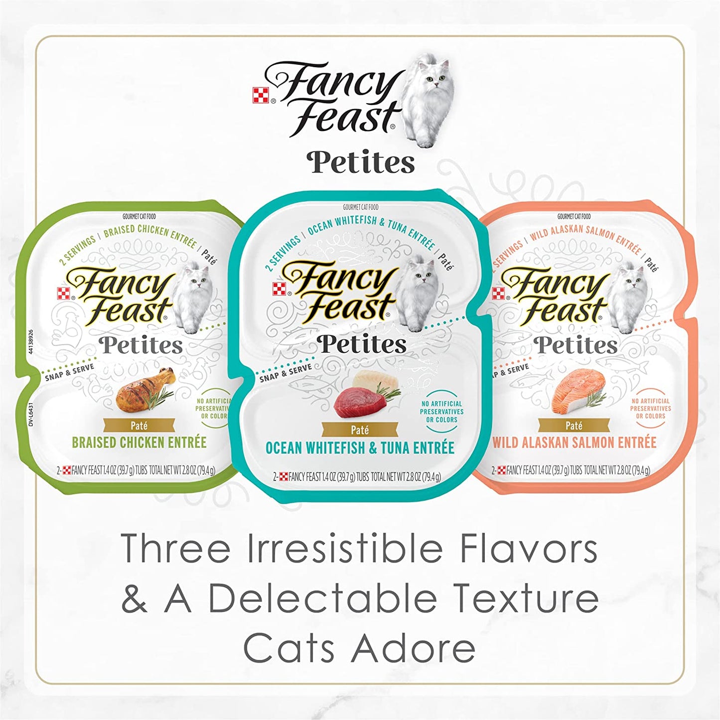Purina  Gourmet Wet Cat Food Variety Pack, Petites Pâté Collection, Break-Apart Tubs, 12-Pack of 2.8 Oz. Tubs, 24 Servings